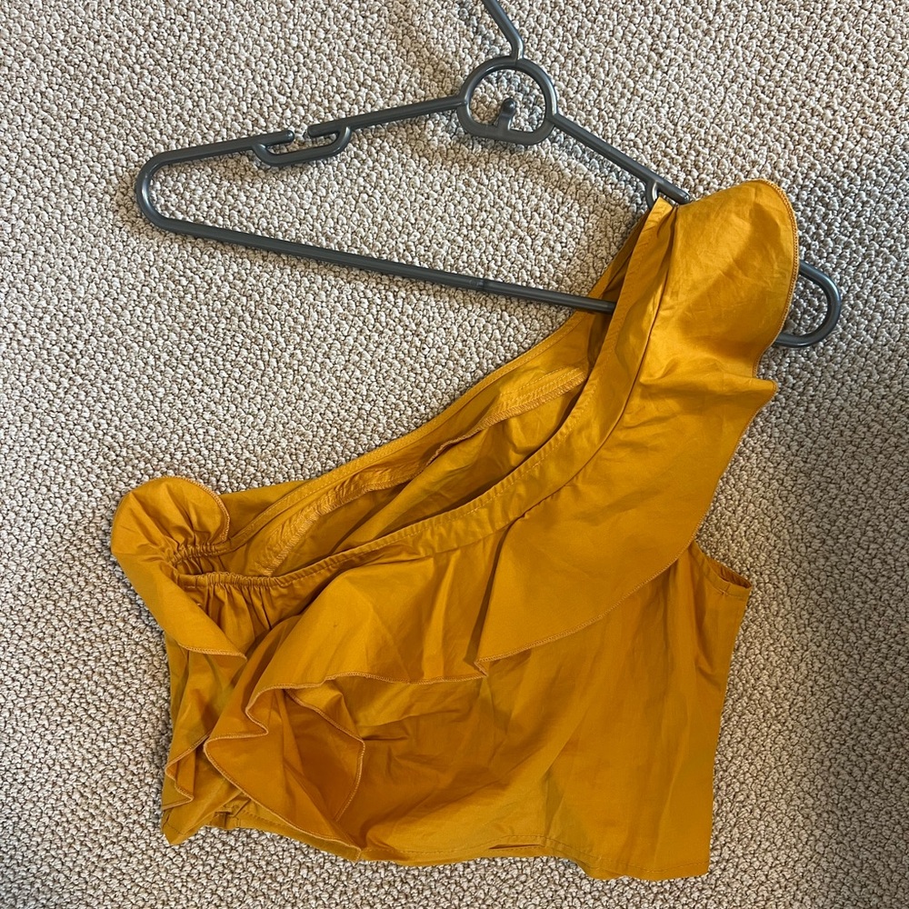 Cynthia Rowley One-Shoulder Mustard Yellow Top Size Small